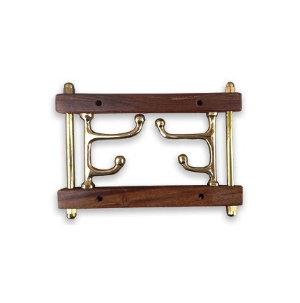 Porte-manteau rabattable double en laiton et teck Porte-manteau rabattable double en laiton et teck