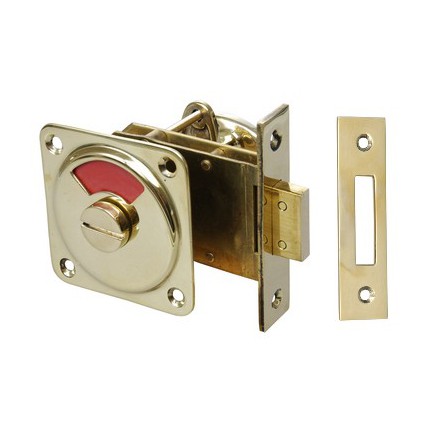 Serrure à larder en laiton avec bouton pour WC Serrure à larder en laiton avec bouton pour WC