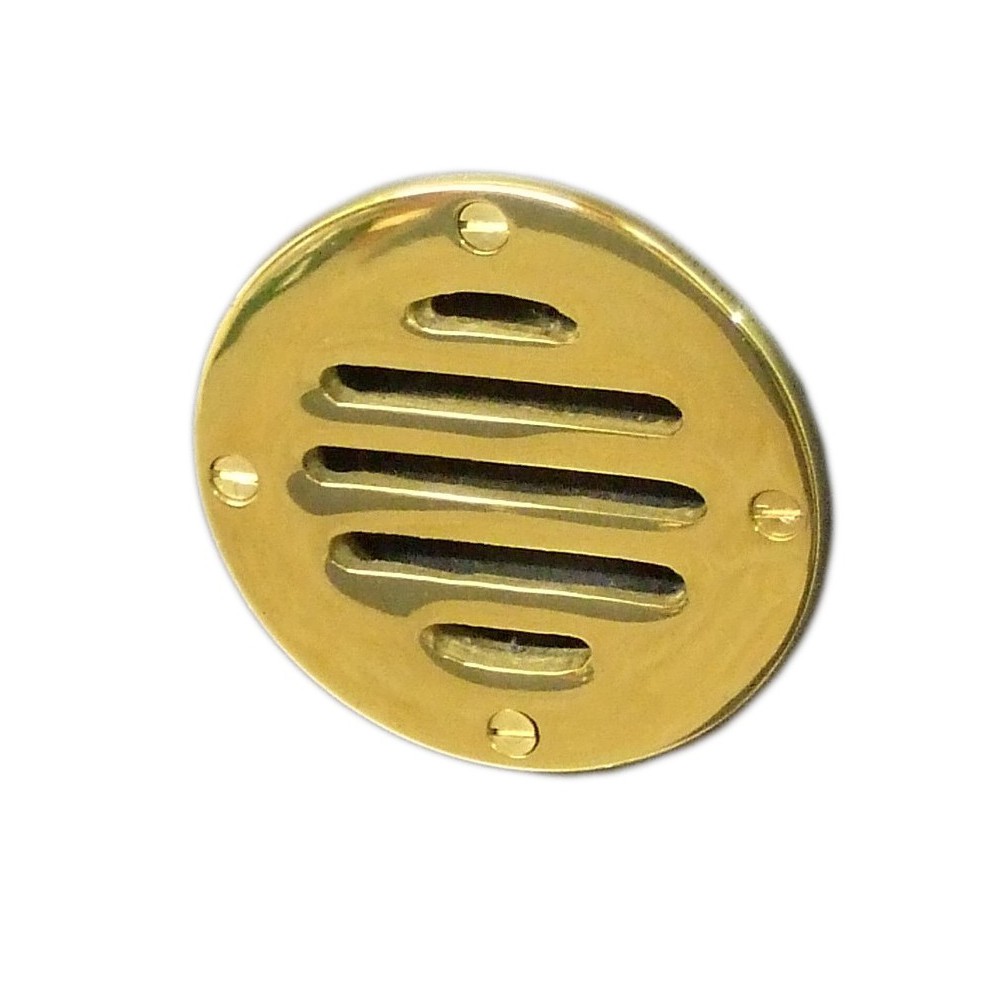 Petite grille d'aération ronde de 83mm en laiton poli