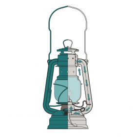 Ancienne Lampe à Pétrole tempête Bleu -Alcool & mèche fonctionnel
