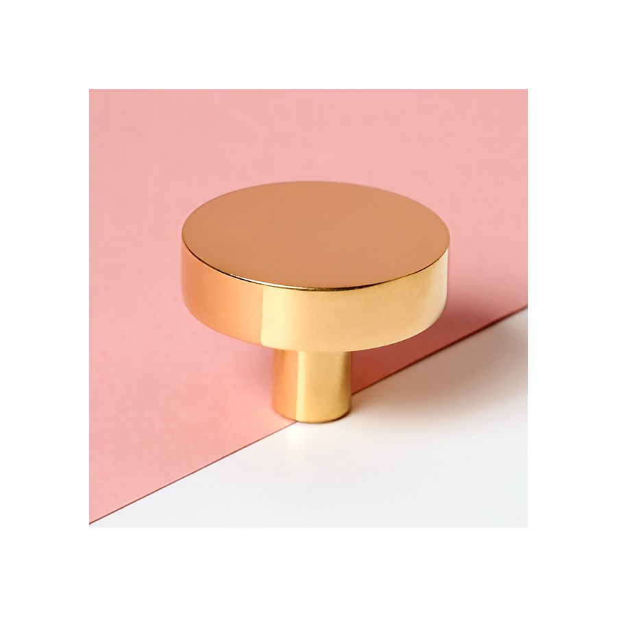 Bouton de meuble rond en laiton poli
