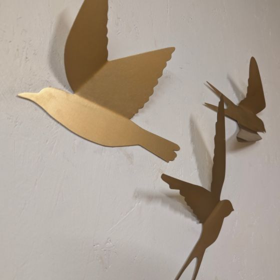 Oiseau décoratif mural en laiton – Plusieurs tailles et finitions