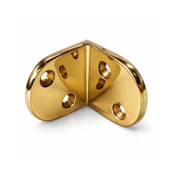 Équerre arrondie renforcée en laiton poli