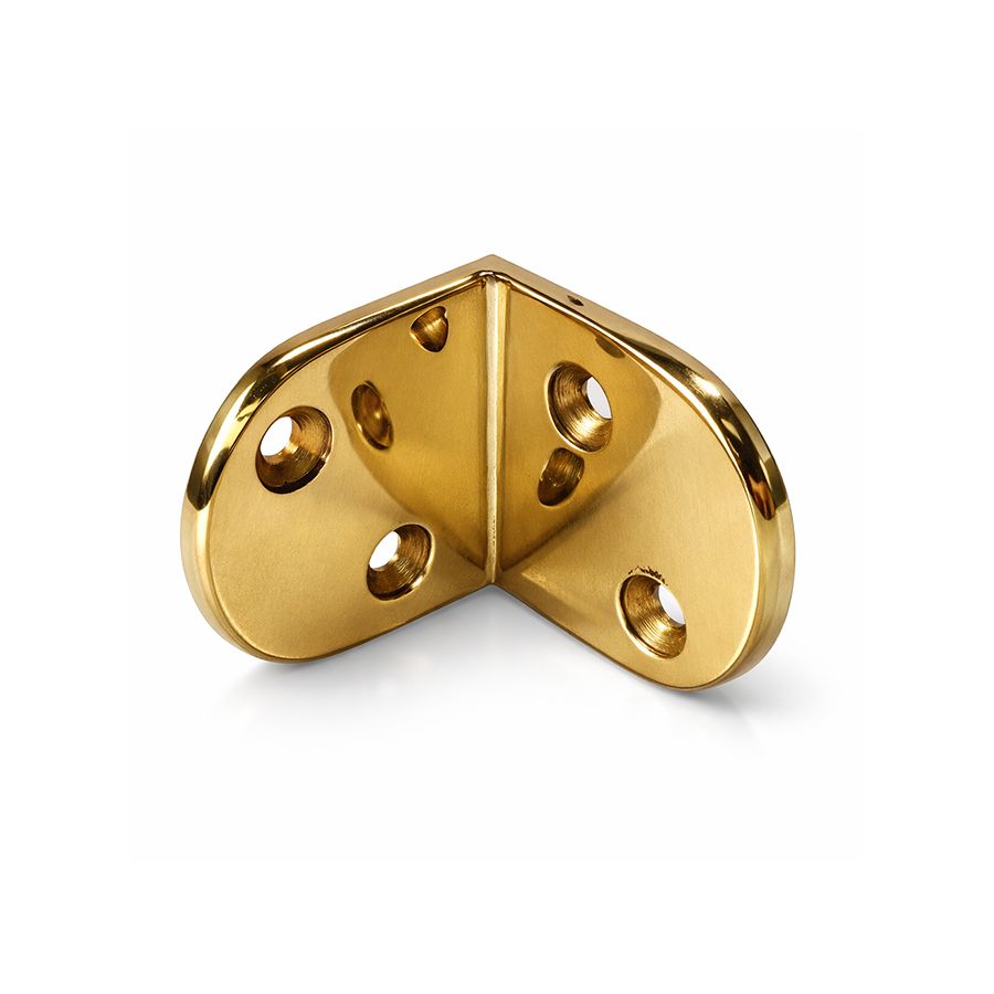 Équerre arrondie renforcée en laiton poli