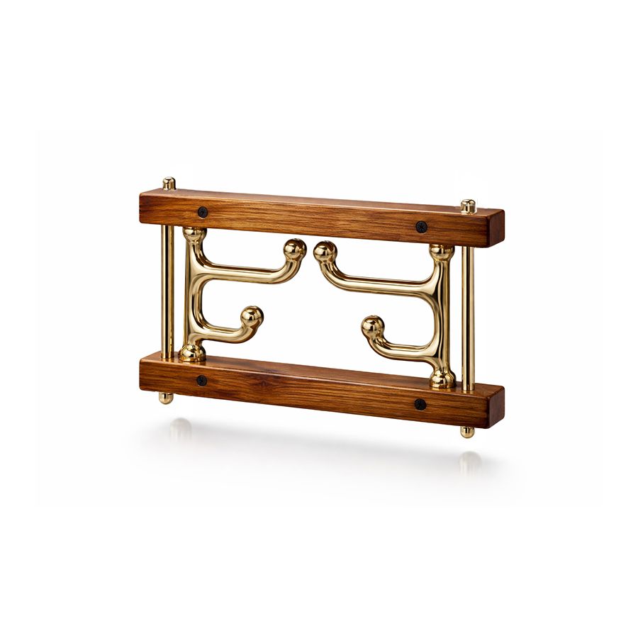 Porte-manteau rabattable en laiton et teck