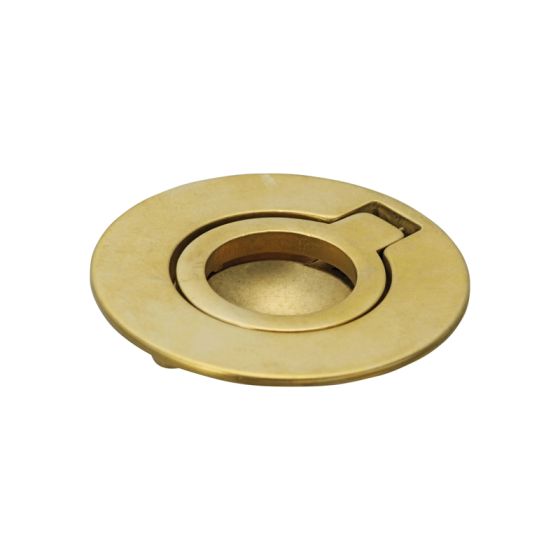 Poignée cuvette 53mm ronde visserie invisible en laiton poli