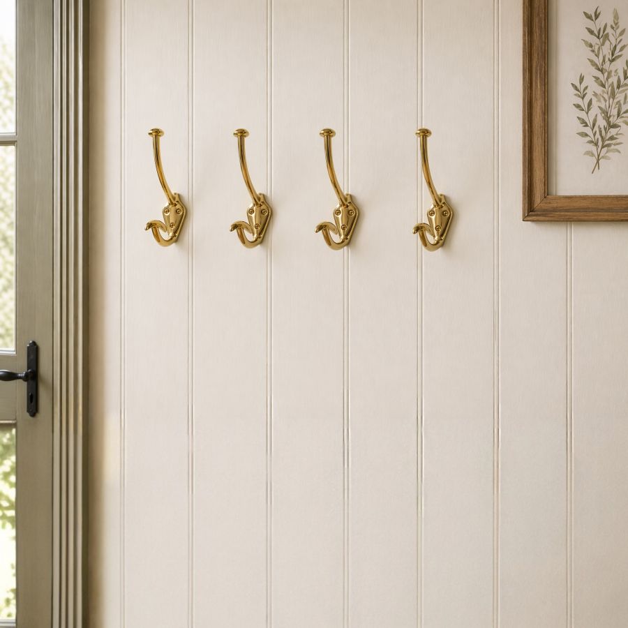 PORTE-MANTEAU DOUBLE A BARRETTE EN LAITON