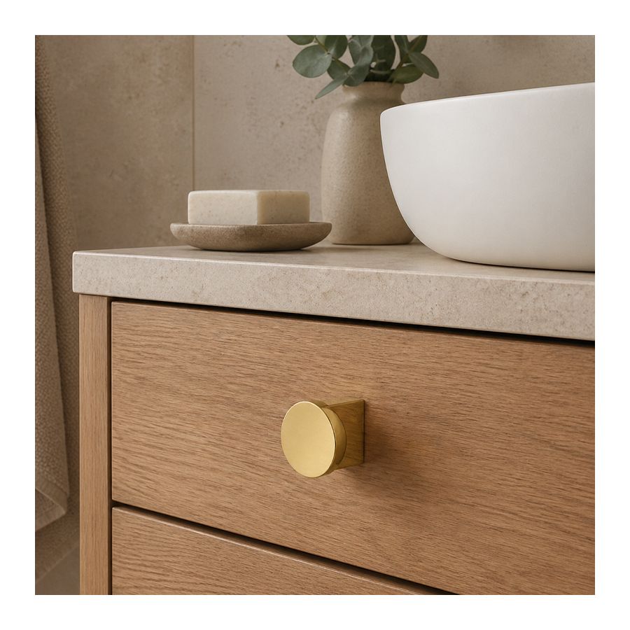 Bouton de meuble demi-sphère inversée en laiton massif
