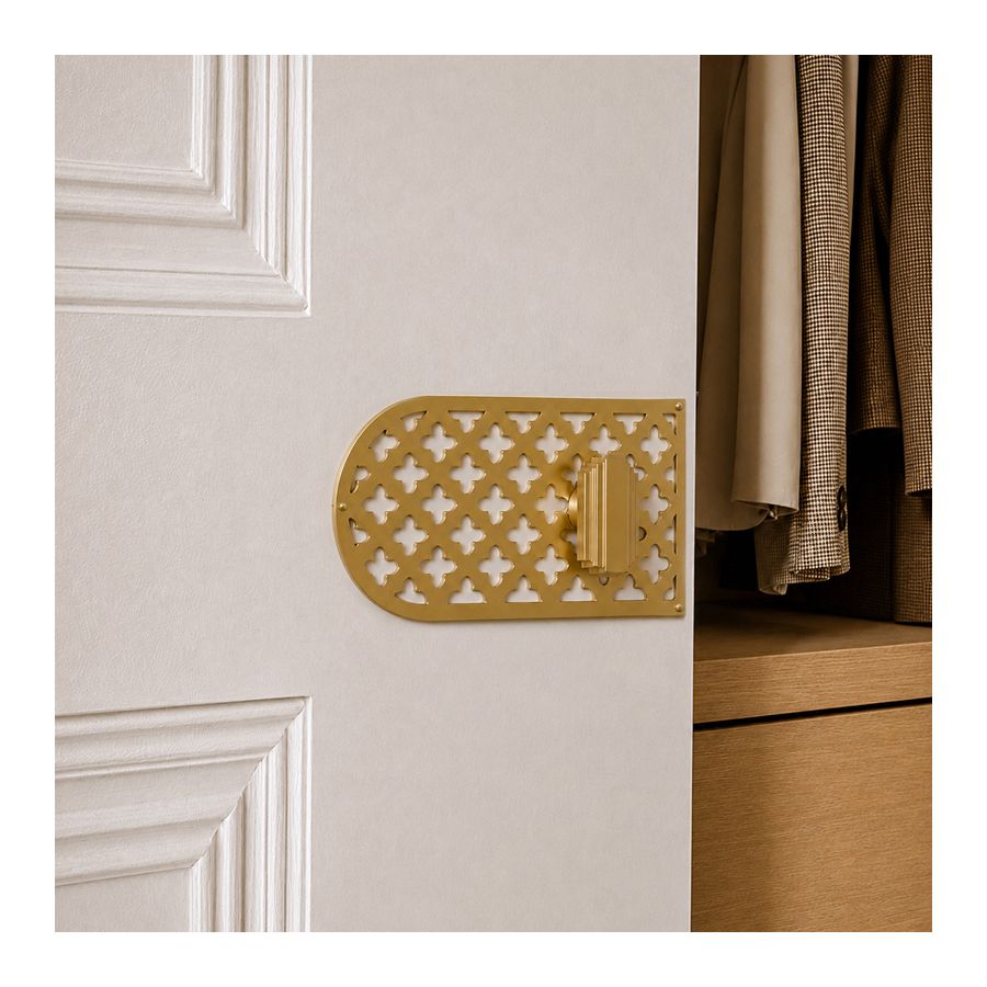 Plaque décorative arche en laiton motif croix pour poignée