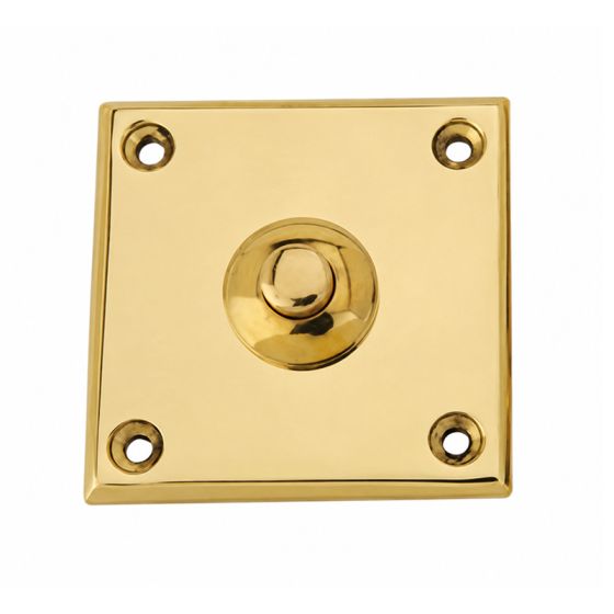 Bouton de sonnette carré en laiton poli