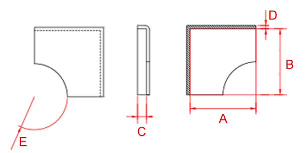 cotes angle meuble laiton