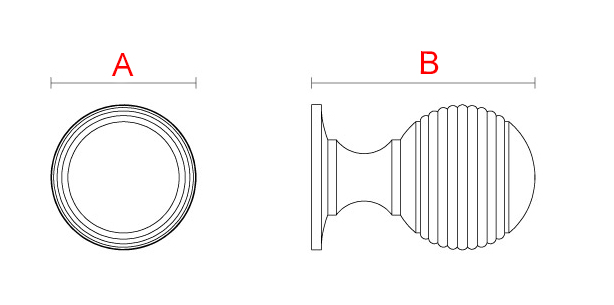 bouton boule mouluré et rainuré en laiton