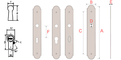 plan plaque de propreté moulurée à chapeau laiton
