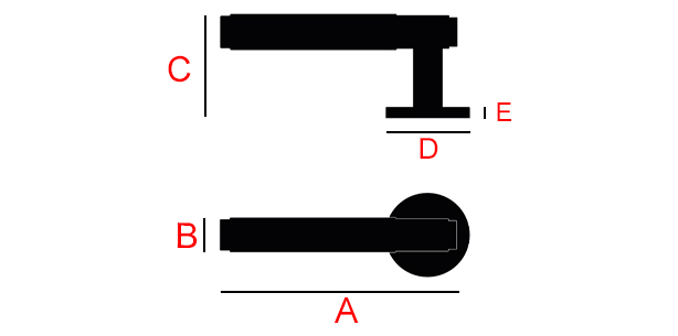 plan poignée de porte moletée laiton