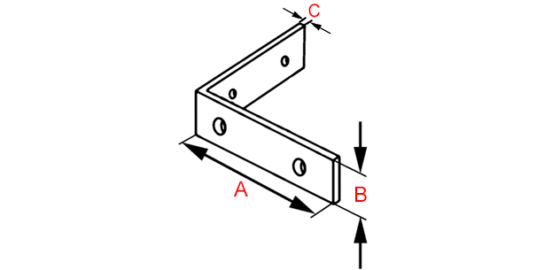 plan équerre d'angle de meuble en laiton